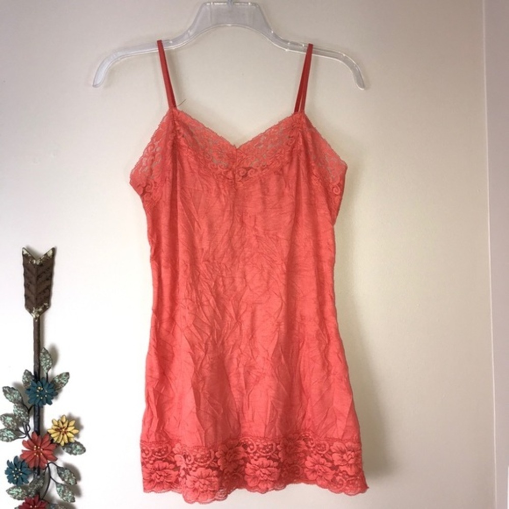 Piper & Blue Orange Strappy Lace Trim Tank Sz Med